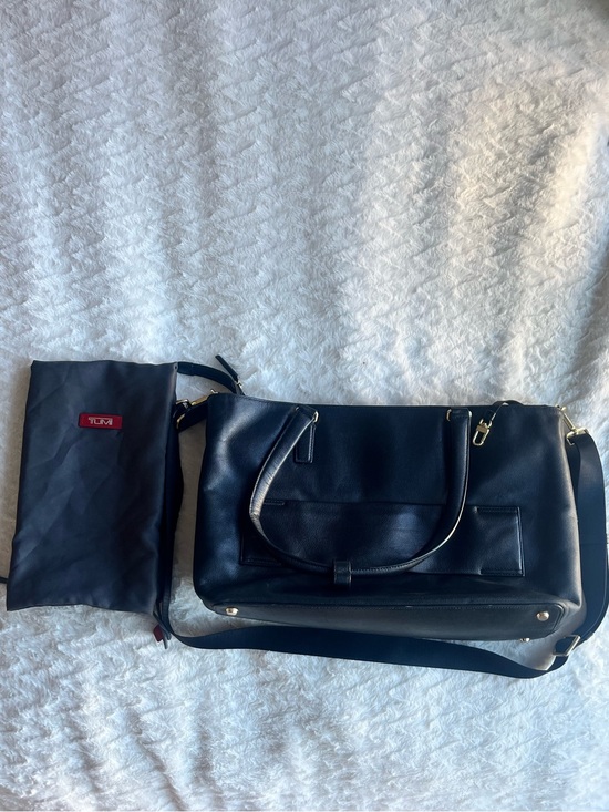 Tumi Handbags - TUMI Black Leather Laptop Briefcase with Gold-Tone Hardware